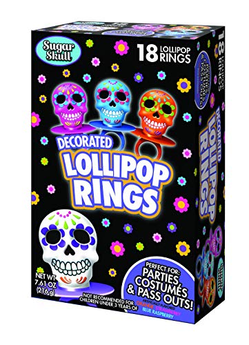 Product Cover Halloween Day of the Dead Sugar Skull Lollipop Rings, Box of 18