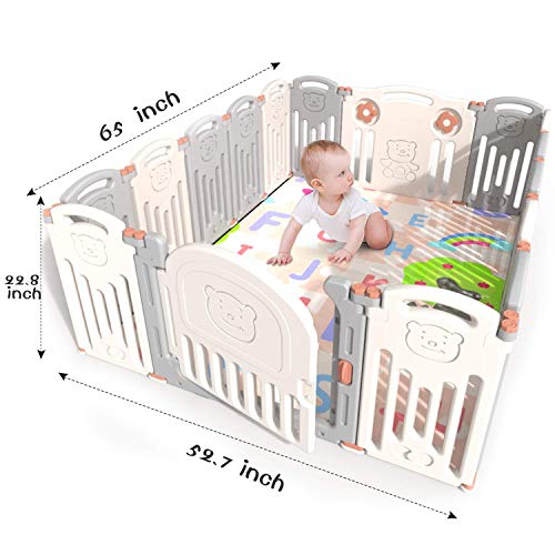 Product Cover Kidsclub Baby 16 Panel Playpen Activity Centre Safety Play Yard Foldable Portable HDPE Indoor Outdoor Playards Fence