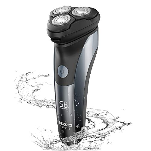 Product Cover Electric Razor for Men FLYCO Intelligent Electric Shaver, Wet & Dry Rotary Shavers with Pop-up Trimmer, Quick-charge, Plug-and-Play, IPX7 Waterproof, Time Display, Travel Lock, Black
