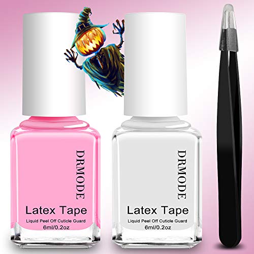 Product Cover Liquid Latex for Nails - 2PCS Upgrade Fast Drying Peel Off Latex Tape Nail Polish Barrier, Cuticle Skin Protector with Free Tweezers for Messy Nail Art By DR.MODE