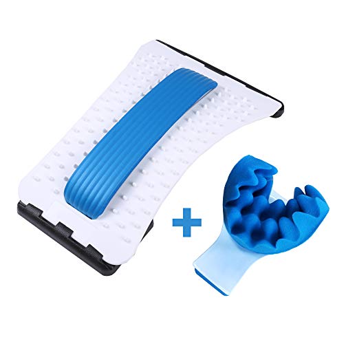 Product Cover Back Stretcher Massager Acupuncture Device Relieves Back Pain, Chair Lumbar Support PLUS Neck Stretcher Relieves Neck Shoulder Pain, Aid Relaxation, Muscle Pain Relief, Cervical Spine Alignment