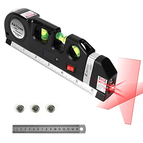 Product Cover Laser Level Line Tool, Multipurpose Laser Level Kit Standard Cross Line Laser level Laser Line leveler Beam Tool with Metric Rulers 8ft/2.5M for Picture Hanging cabinets Tile Walls by AikTryee.