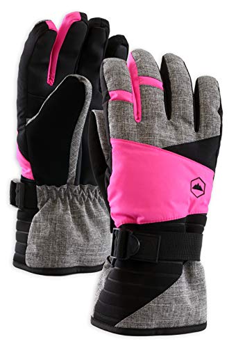 Product Cover Womens Winter Snow & Ski Gloves - Designed for Women's Skiing, Snowboarding, Shredding, Shoveling, Snowballs - Water & Windproof Nylon Shell, Thermal Insulation & Synthetic Leather Palm (W4, Medium)