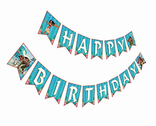 Product Cover Gyzone Moana Inspired Happy Birthday Banner Party Supplies for Kids and Adults Party Decorations Party Supplies