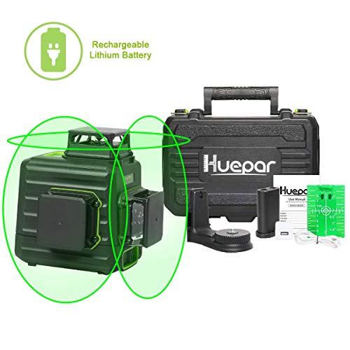 Product Cover Huepar 3x360 Laser Level 3D Green Beam Self-leveling Cross Line Laser Three-Plane Leveling and Alignment Laser - Switchable Vertical & Horizontal Lines, Li-ion Battery & Hard Carry Case included B03CG