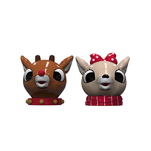 Product Cover Zak Designs Rudolph the Red-Nosed Reindeer Sculpted Ceramic Salt and Pepper Shaker 2-piece Set Box, Collectible Keepsake for Xmas or Holiday Present (Rudolph & Clarice, 2pc, BPA-Free)