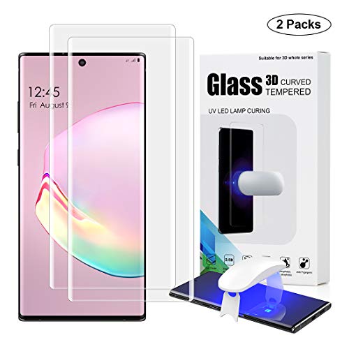 Product Cover 1st Guard [2 Pack] Galaxy Note 10 Plus Screen Protector,Fingerprint Reader Full 3D Curved Edge Coverage Tempered Glass HD Clear Case Friendly for Samsung Galaxy Note 10 Plus and Note 10+ 5G