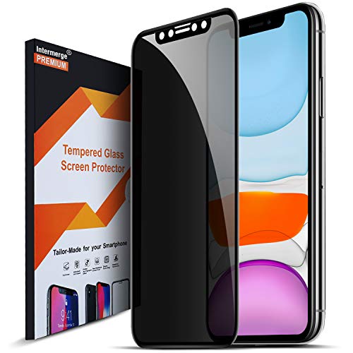 Product Cover Intermerge Privacy Screen Protector for iPhone 11 Pro MAX/Xs MAX, Premium 4D Curved Edge to Edge Full Coverage Anti-Spy Tempered Glass Screen Protector for iPhone 11 Pro MAX 2019 & Xs MAX 2018 6.5inch