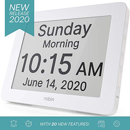 Product Cover [2020 Version] Digital Day Clock 2.0 with Custom Alarms and Calendar Reminders, Alarm Clock with Extra Large Display Helps with Memory Loss, Alzheimers and Dementia-White