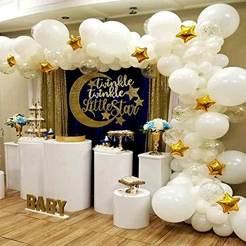 Product Cover BONROPIN Balloon Garland & Arch Kit | 139 pcs 16 ft Star balloons & confetti balloons & white balloons| Party Supplies Decorations for Wedding Birthday Baby Shower Graduation Anniversary Organic Party