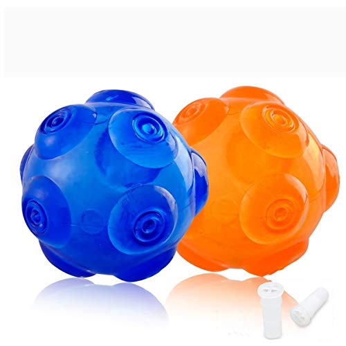 Product Cover PERSUPER Dog Balls Toys Pet Toys Rubber Indestructible Dog Toy Ball Interactive Squeak Dog Toy Ball Training Playing, Blue and Orange for Small,Medium and Large Dogs (Blue)