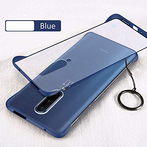 Product Cover BIGZOOK Frameless case for OnePlus 7 Pro Case Slim Translucent Matte Texture Design Hard PC Back Cover Shock Bumper Corners for OnePlus 7 Pro (Free Metal Ring) (Blue)