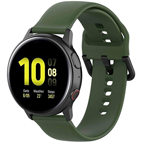 Product Cover Fit for Samsung Galaxy Watch Active 2 Watch Bands, 20mm Silicone Quick Release Replacement Band Straps Wristbands Fit for Garmin Vivoactive 3 Music Women Men (Army Green, Large)