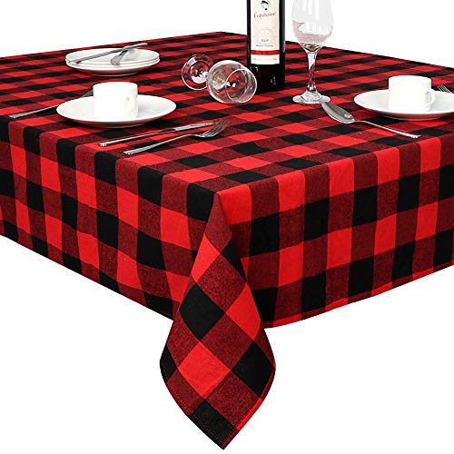Product Cover OurWarm Rectangle Tablecloth, Plaid Tablecloth 60 x 84 Inch Christmas Red Oblong Buffalo Plaid Tablecloth for Christmas Table Decoration