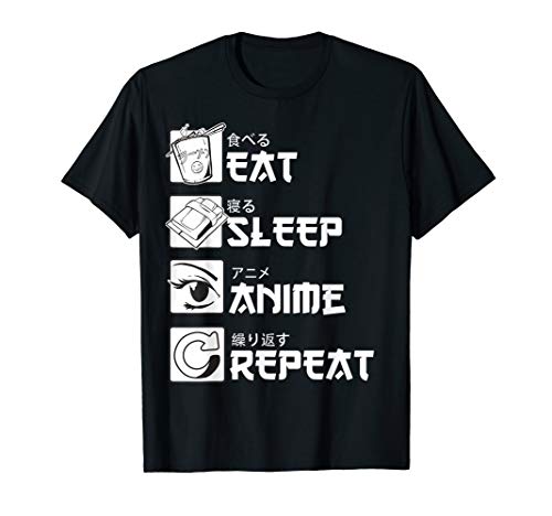 Product Cover Eat Sleep Anime Repeat Shirt, Funny Japanese Manga Gift Tee T-Shirt