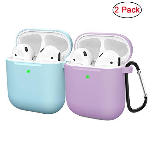 Product Cover Compatible AirPods Case Cover Silicone Protective Skin for Apple Airpod Case 2&1 (2 Pack) Blue/Purple
