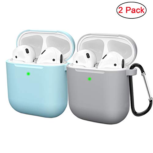 Product Cover Compatible AirPods Case Cover Silicone Protective Skin for Apple Airpod Case 2&1 (2 Pack) Blue/Gray