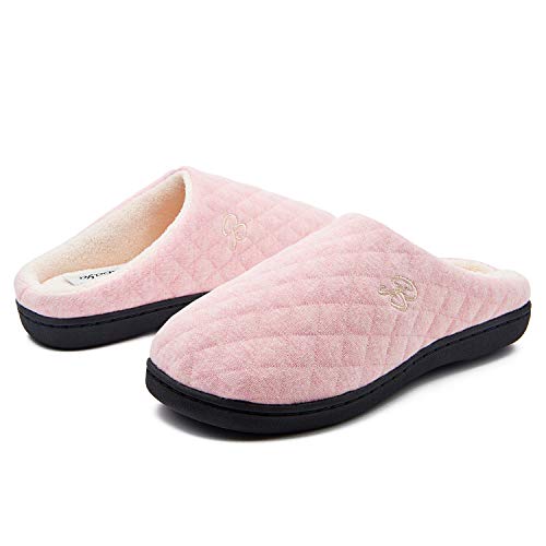 Product Cover BABAYA Slippers for Women Memory Foam Warm Cozy Slip On Home House Shoes Rubber Sole Non-Slip Indoor Outdoor Winter(5-6,Pink)