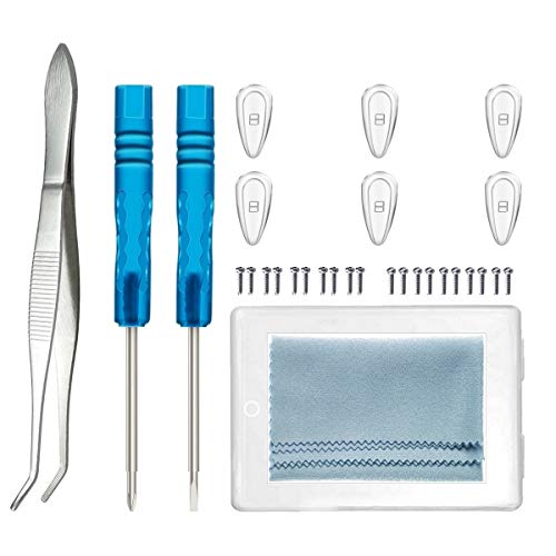 Product Cover Soft Silicone Air Chamber Eyeglass Nose Pads, Eyeglass Repair Kit, Tweezers, Glasses Nose Pads 15mm (Blue, 3 Pair)