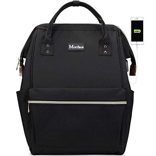 Product Cover MOCFACE Laptop Backpack 15.6 Inch Stylish School Backpack Casual Daypack Work Bags with USB charging Port for Women/Men-Black