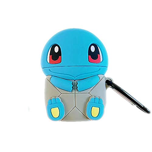 Product Cover AirPods Case Soft Silicone Shockproof Cover for Apple Airpods 2 1New Squirtle Pokemon Go Mega 3D Cartoon Unique Design Skin Kits Cases with Carabiner Holder for Girls Teens Air Pods (New Squirtle)