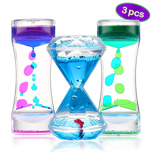 Product Cover Sensory Liquid Motion Timer Bubbler Toy 3 Pcs. Set - Best Fidget Tool for Kids and Adults for Stress and Anxiety Relief and Relaxation, Pack of Calming Toy for Toddlers with Autism, Office Desk Decor