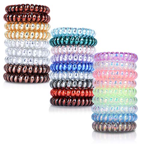 Product Cover 27 Pcs Spiral Hair Ties, Plastic Hair Ties Spiral No Crease and Colorful Phone Cord Hair Tie, Traceless Spiral Hair Ties for Women and Girls