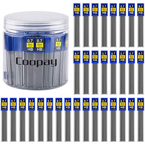 Product Cover Coopay 960 Pieces Lead Refills 0.7 mm HB Break Resistant Mechanical Pencil Refills, 12 Pack Per Tube, 80 Tubes(0.7 mm)