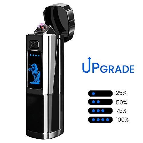 Product Cover Electric Arc Lighter, Electronic Lighter USB Rechargeable Windproof Flameless Lighter Plasma Lighter with Battery Indicator (Upgraded) for Cigarette, Fire, Candle - Outdoors Indoors