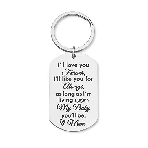 Product Cover Daughter Son Gifts Keychain to from Mom Dad- Birthday Christmas Day Present Encouragement Keyring to Teen Girls- I Will Love You Forever -Family Pendant Charm Wedding