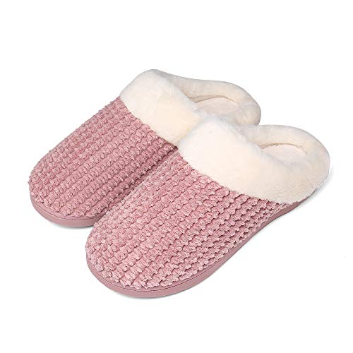 Product Cover UBFEN Womens Mens Slippers Memory Foam Comfort Fuzzy Plush Lining Slip On House Shoes Indoor Outdoor Brown