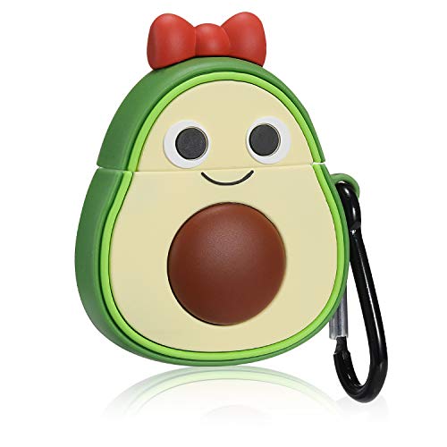 Product Cover Mulafnxal Compatible with Airpods 1&2 Case,Silicone 3D Cute Funny Fun Cartoon Character Airpod Cover,Kawaii Fashion Fruit Stylish Chic Design Skin, Cases for Teens Girls Boys Air pods (Bow Avocado)