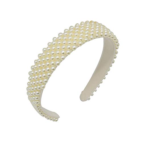 Product Cover Pearl Headbands for Women Ladies,White Hairband Headwear Headdress Wedding Hair Accessories Bling Hair Clip Hairpins Barrette Styling Tools Accessories for Birthday Valentines Day Gifts