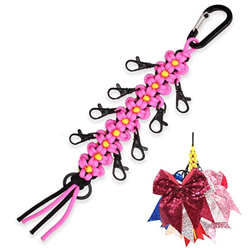 Product Cover BENGKU Cheer Bows Holder Cheer Bows Keychain for Teen Girls Cheerleader Sports, Cheerleading Sports, Cheer Ba (Pink Flower)