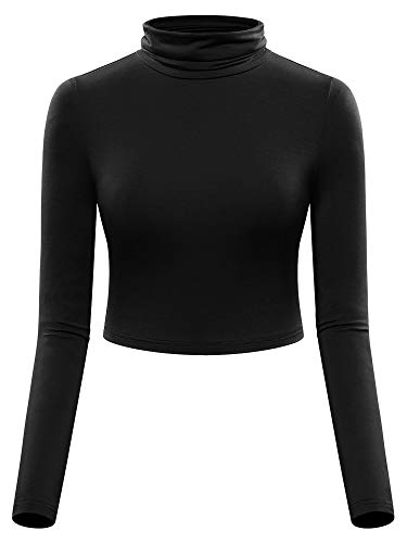 Product Cover MSBASIC Womens Basic Slim Fit Long Sleeve Turtleneck Crop Top