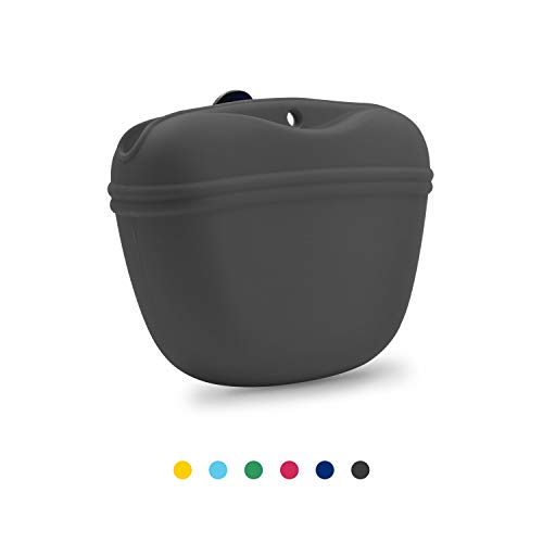 Product Cover AUDWUD- Silicone Dog Treat Pouch - Clip on Portable Training Container - Convenient Magnetic Buckle Closing and Waist Clip - 100% FDA Certified Food Grade Silicone & BPA Free