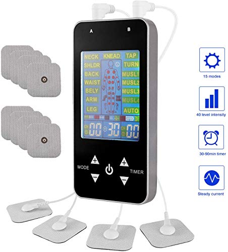 Product Cover Tens Unit, Dual Channel TENS EMS Unit 15 Modes Muscle Stimulator for Pain Relief Therapy, Neurostimulation EKG Pulse Massager for Neuropathy, Back Pain Relief, Sciatica, Diabetic Nerve