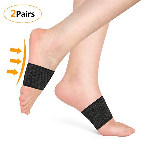 Product Cover exeblue Arch Compression Sleeve for Plantar Fasciitis,Foot Arch Supports for Women & Men,Flat Feet Elastic Bandage Foot Brace(2 Pairs-Black Size M/L