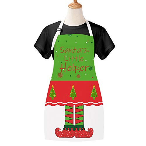 Product Cover Christmas Day Kids Apron Santa Little Helper Elfin Children Apron Green Cartoon BBQ Apron for Child Christmas Party Gift Room