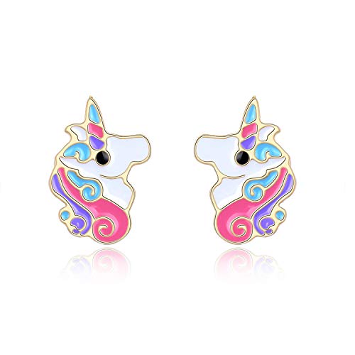 Product Cover Hypoallergenic Unicorn Earrings for Girls Unicorn Cute Stud Earrings Jewelry Birthday Party Christmas Gifts