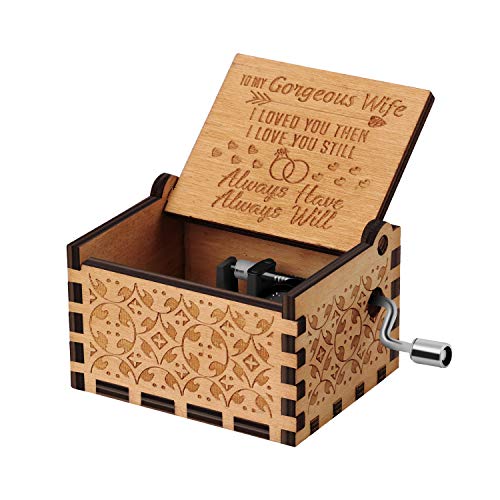 Product Cover You are My Sunshine Wood Music Boxes,Laser Engraved Vintage Wooden Sunshine Musical Box Gifts for Birthday/Christmas/Valentine's Day (Wood-Husband to Wife)