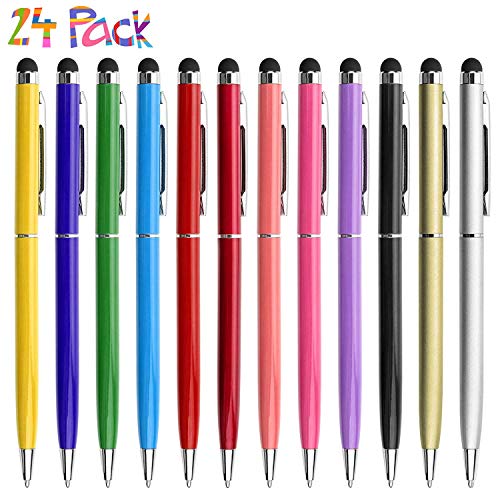 Product Cover 24 Pack Stylus Pen innhom Stylus Pens for Touch Screens Stylus for iPad iPhone Tablets Samsung Kindle and Black Ink Ballpoint Pens-2 in 1 Stylists Pens