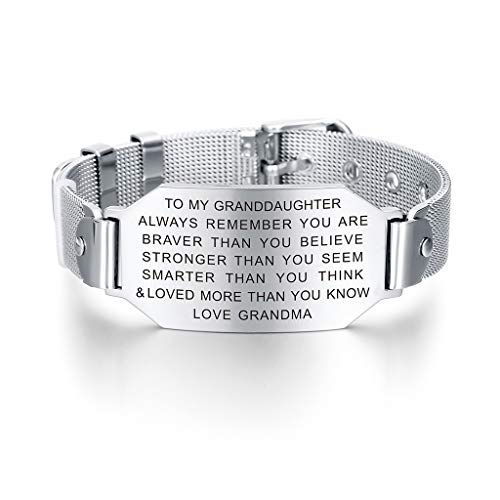 Product Cover FALOGIJE to My Granddaughter Always Remember You are Braver Than You Believe Wristband Bracelet Gift from Grandma Grandpa