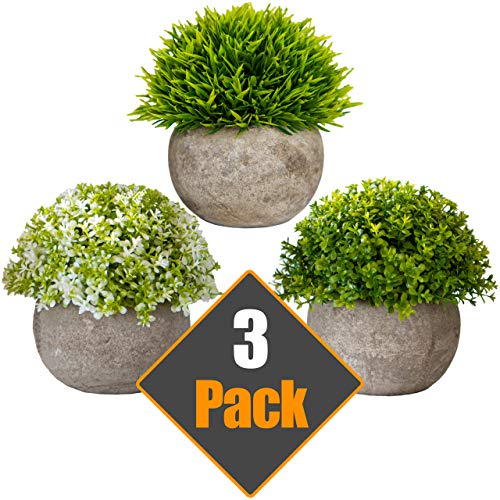 Product Cover Sophia's Garden Artificial Plants Fake Plants for Plant Decor, Cute, Realistic Desk Plant - Small Artificial Plants Fake Plant Artificial Plant for Home Decor Faux Plant Feaux (White Green Grass)