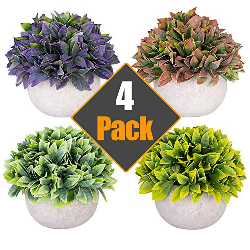 Product Cover Artificial Plants Fake Plants (Set of 4) For Plant Decor - Good Quality, Cute, Realistic Desk Plant - Small Artificial Plants Fake Plant Multi Colored Artificial Plant For Home Decor Faux Plant Feaux