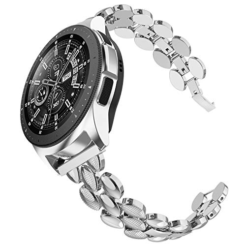 Product Cover TOYOUTHS Compatible with Samsung Galaxy Watch 42mm Bands Women Stainless Steel Bracelet Replacement for Galaxy Active 2 40mm 44mm/Gear S2 Classic/Gear Sport Metal Strap Wristband 20mm Pins Silver