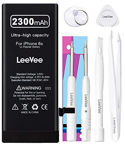 Product Cover 2300mAh High Capacity Replacement Battery Compatible with iPhone 6S, LeeVee 0 Cycle Li-Polymer Replacement Battery with Repair Tools Kits, Adhesive Strips & Instructions (6S Battery Replacement)