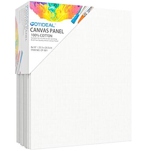 Product Cover GOTIDEAL Canvas Panels 24 Pack - 8 x 10 inch Professional White Blank- 100% Cotton Artist Canvas Boards for Painting, Acrylic Paint, Oil Paint & Wet Art Media, Canvases for Hobby Painters & Beginner