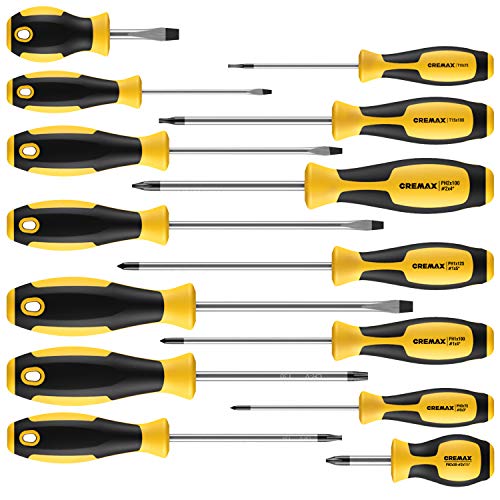 Product Cover Magnetic Screwdriver Set 14 PCS Include Slotted/Phillips/Torx Precision Screwdriver, CREMAX Professional Cushion Grip and Non-Slip for Repair Home Improvement Craft
