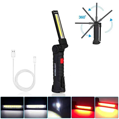 Product Cover Work light, LED Work Light of Rechargeable, Portable, Folding Flashlight with Magnetic Base, Hanging Hook, 360°Rotation and 5 Modes Bright LED for Repairing, Workshop, Garage, Camping (1 pack small)
